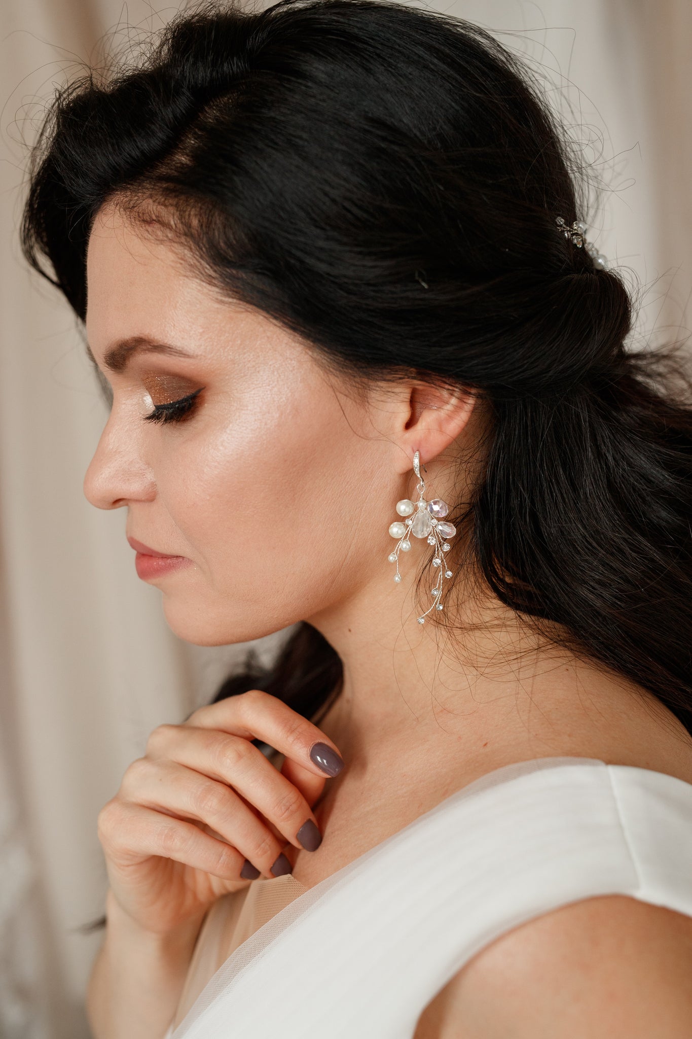 Crystal branch bridal earrings