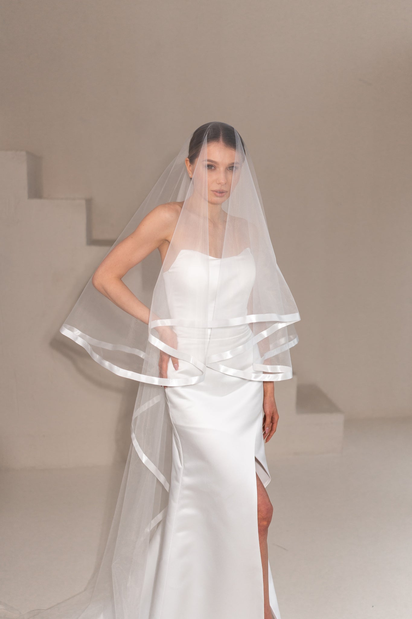 Satin edge veil 4