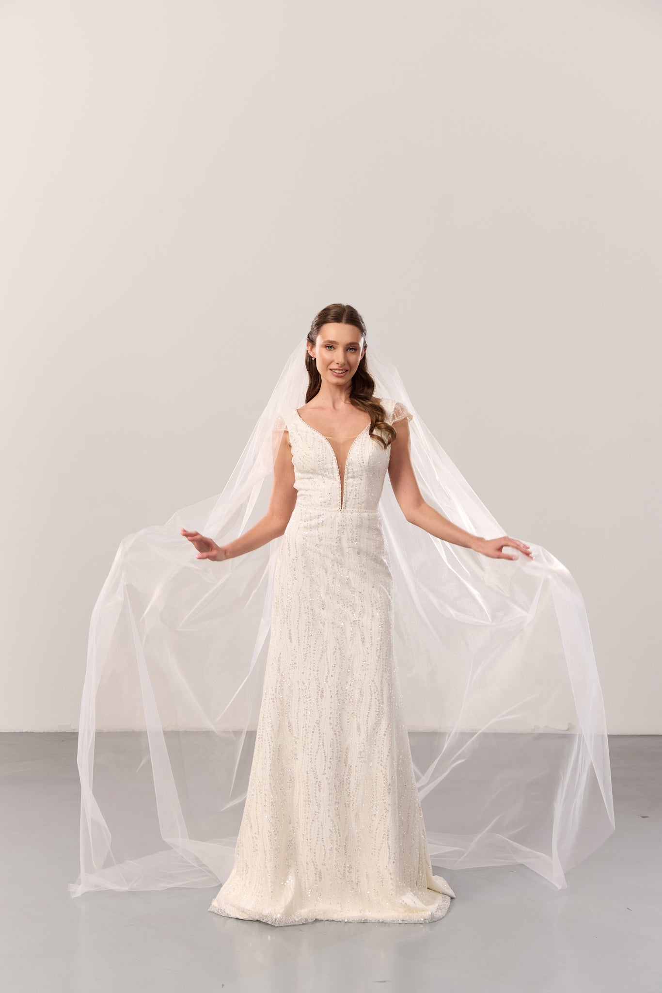 Wide cathedral soft wedding veil 1