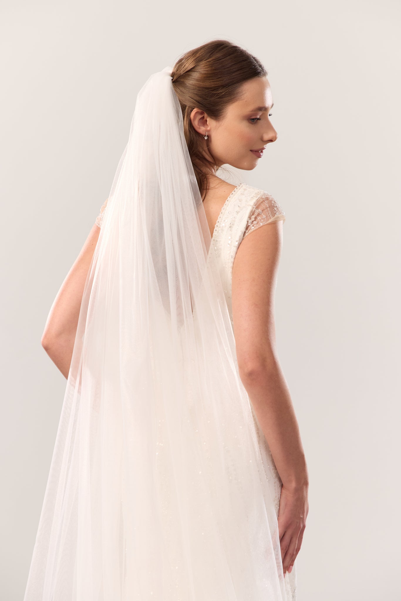 Wide cathedral soft wedding veil