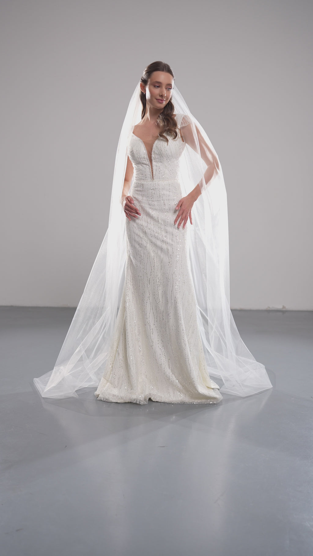 Wide cathedral soft wedding veil