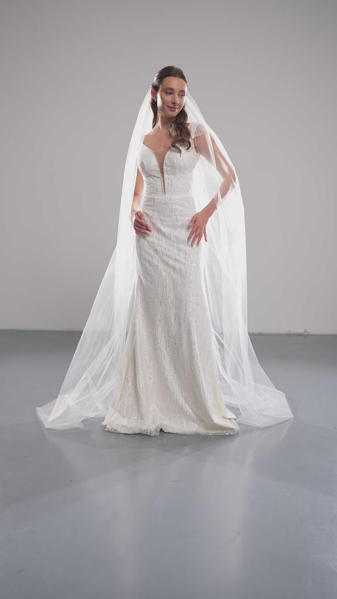 Wide cathedral soft wedding veil