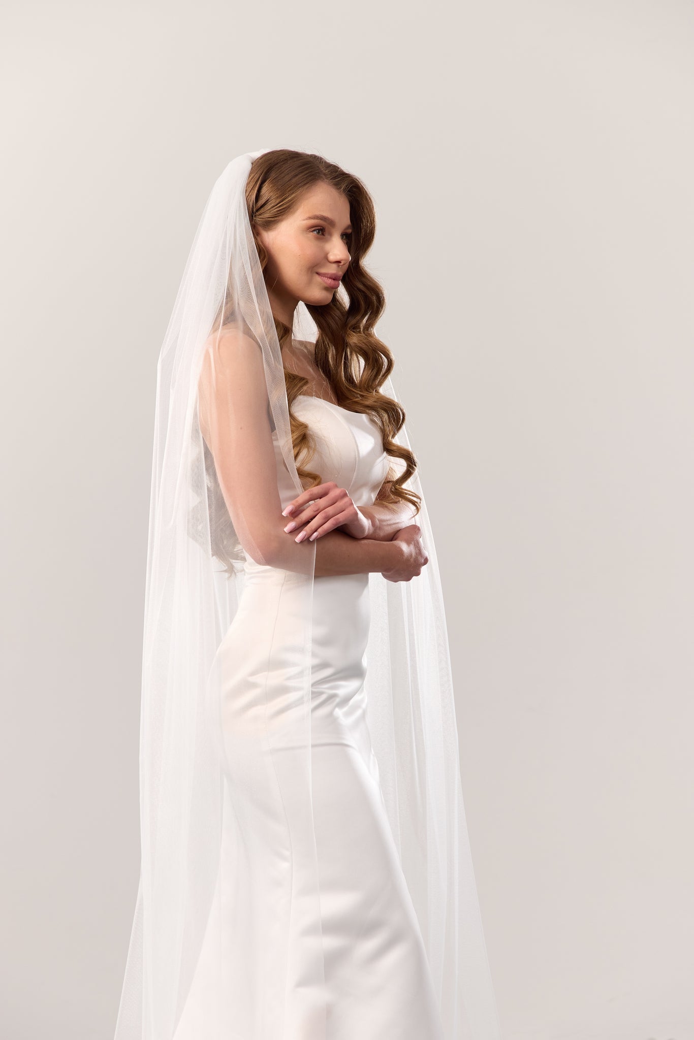 Cathedral Wedding Veil – Long Plain Bridal Veil, Soft Tulle Classic Veil for Bride