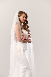 Cathedral Wedding Veil – Long Plain Bridal Veil, Soft Tulle Classic Veil for Bride