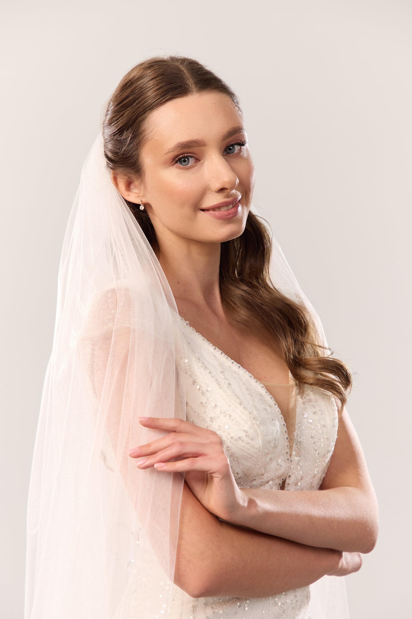 Wide cathedral soft wedding veil