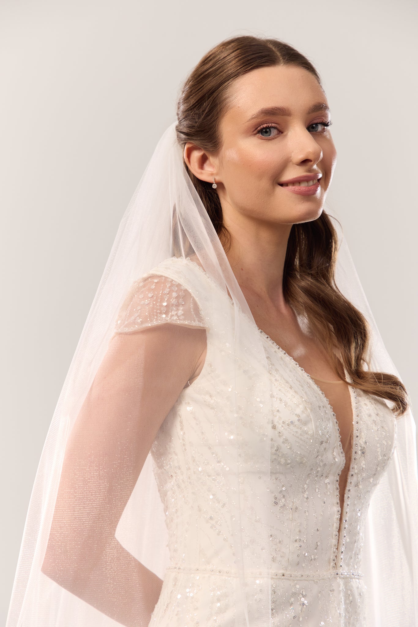 Wide cathedral soft wedding veil