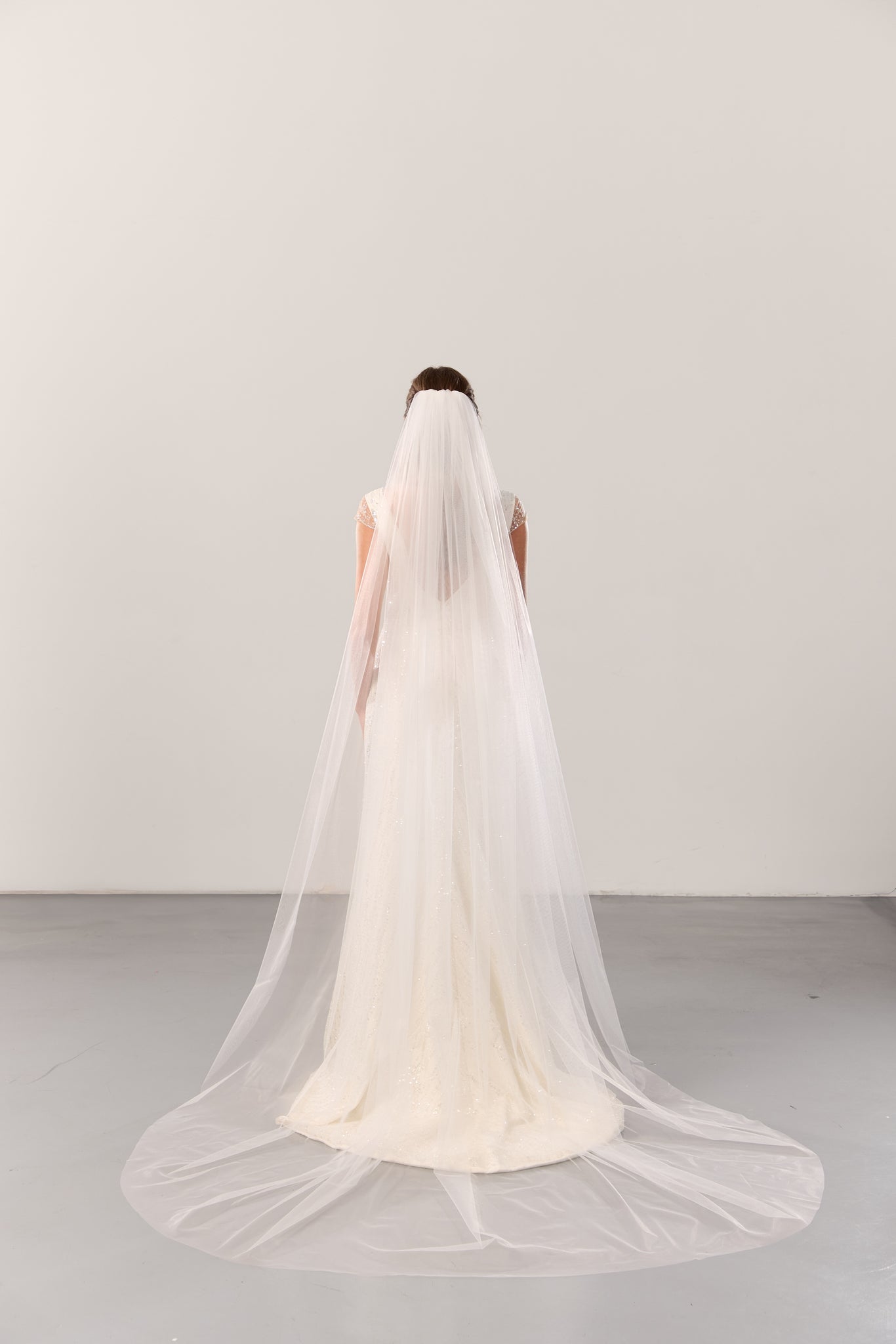 Wide cathedral soft wedding veil