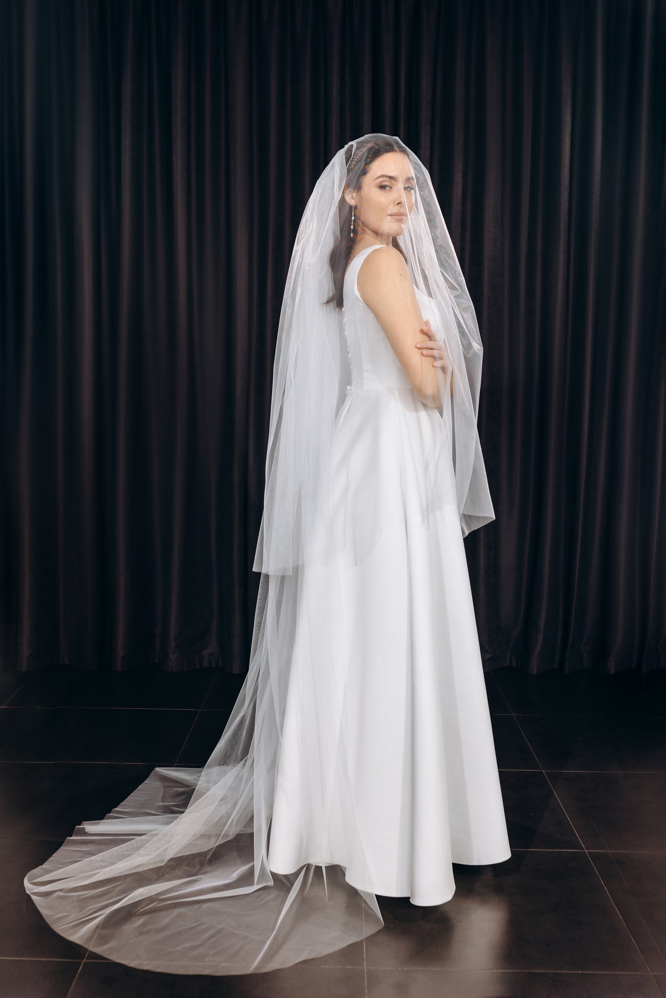 Wedding Veils Chapel Cathedral Veil Length 108 Cascading Two Tier