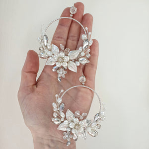 Leaf pearl bridal earrings