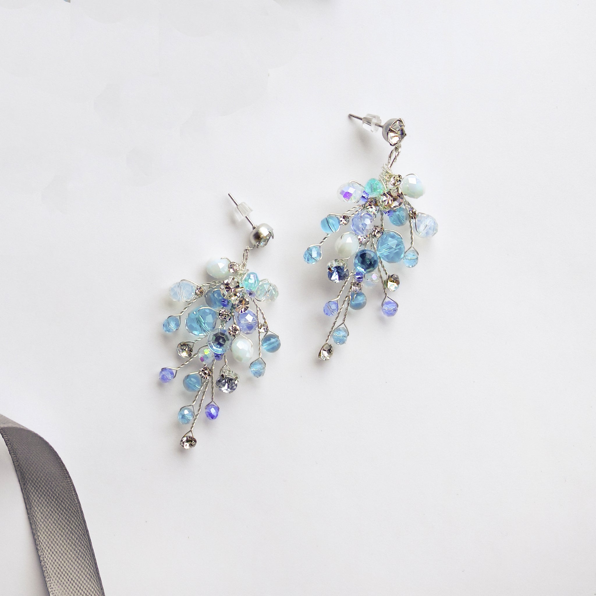 Blue bridal earrings