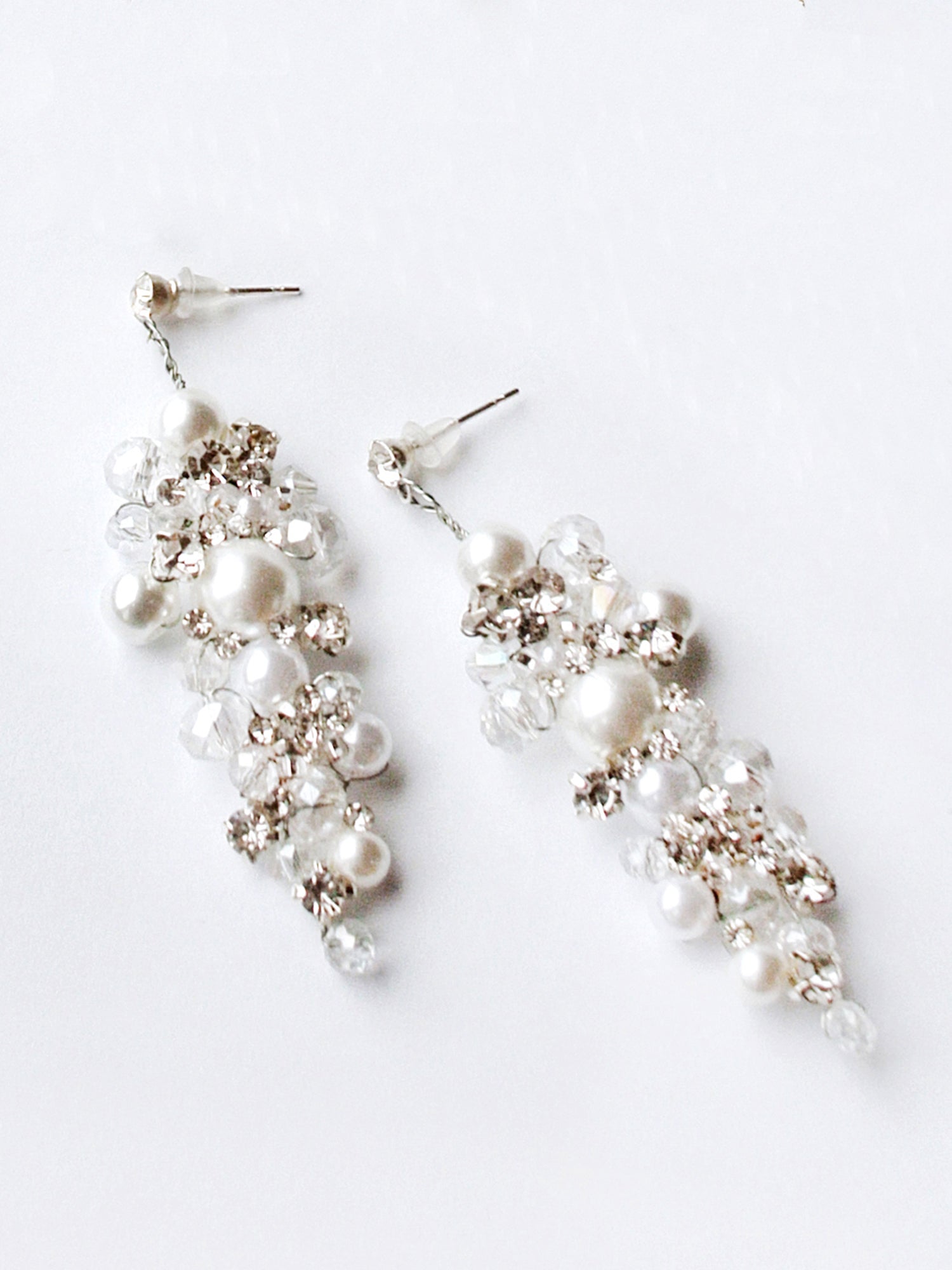 Boho crystal bridal earrings