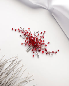 Crystal red hair comb