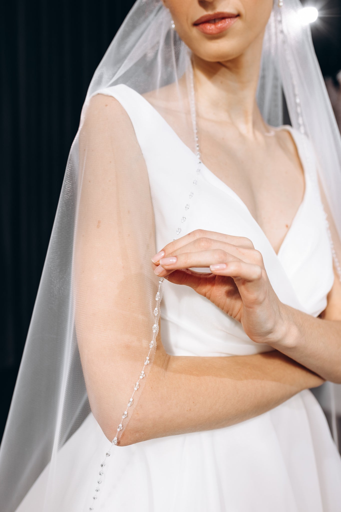 Beaded edge wedding veil