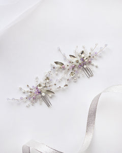 Floral silver bridal hair vine