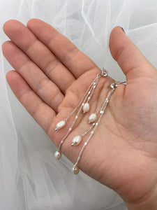 Long pearl bridal earrings