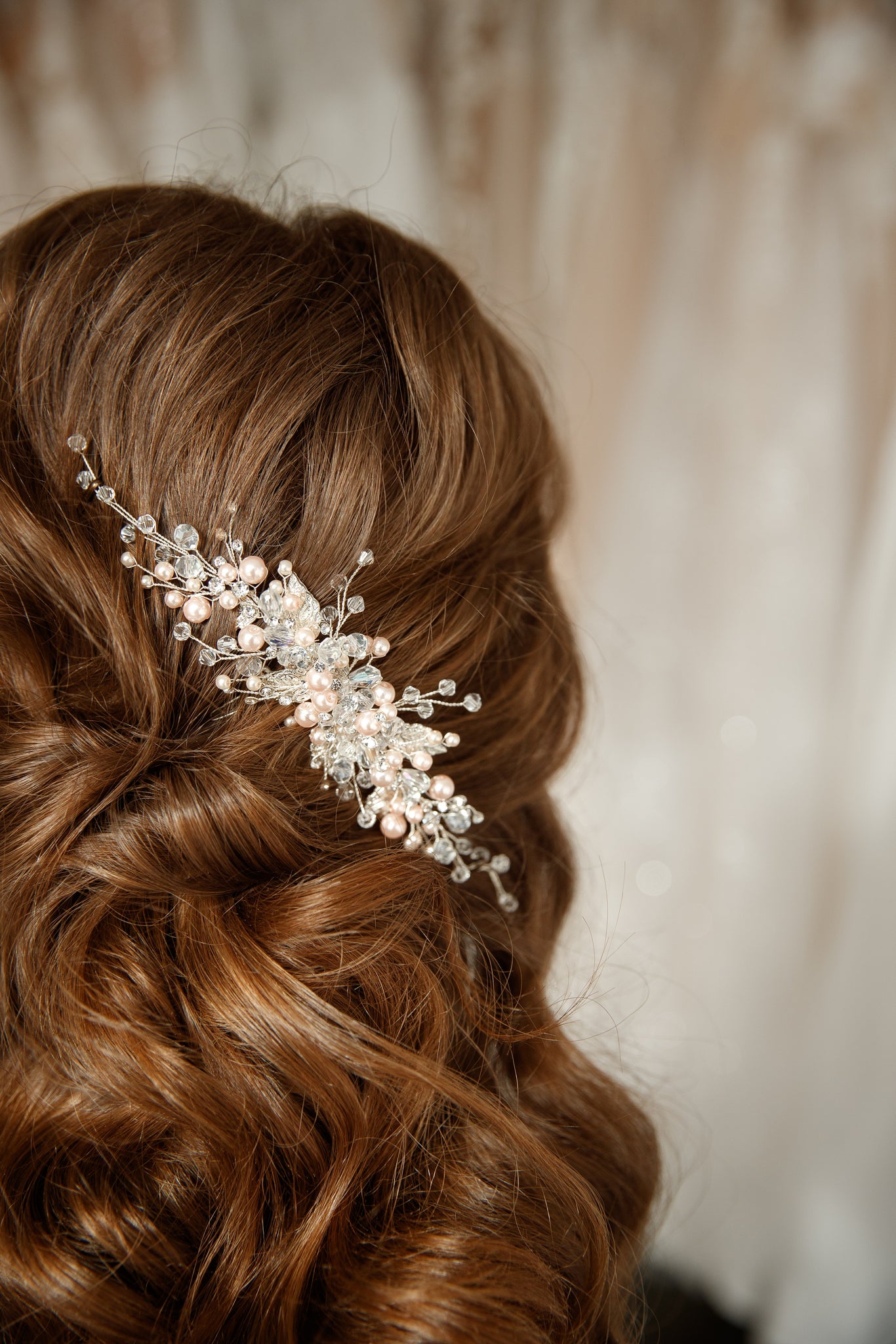 Crystal pearl bridesmaid hair comb
