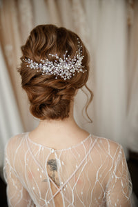 Light pink crystal bridal hair vine