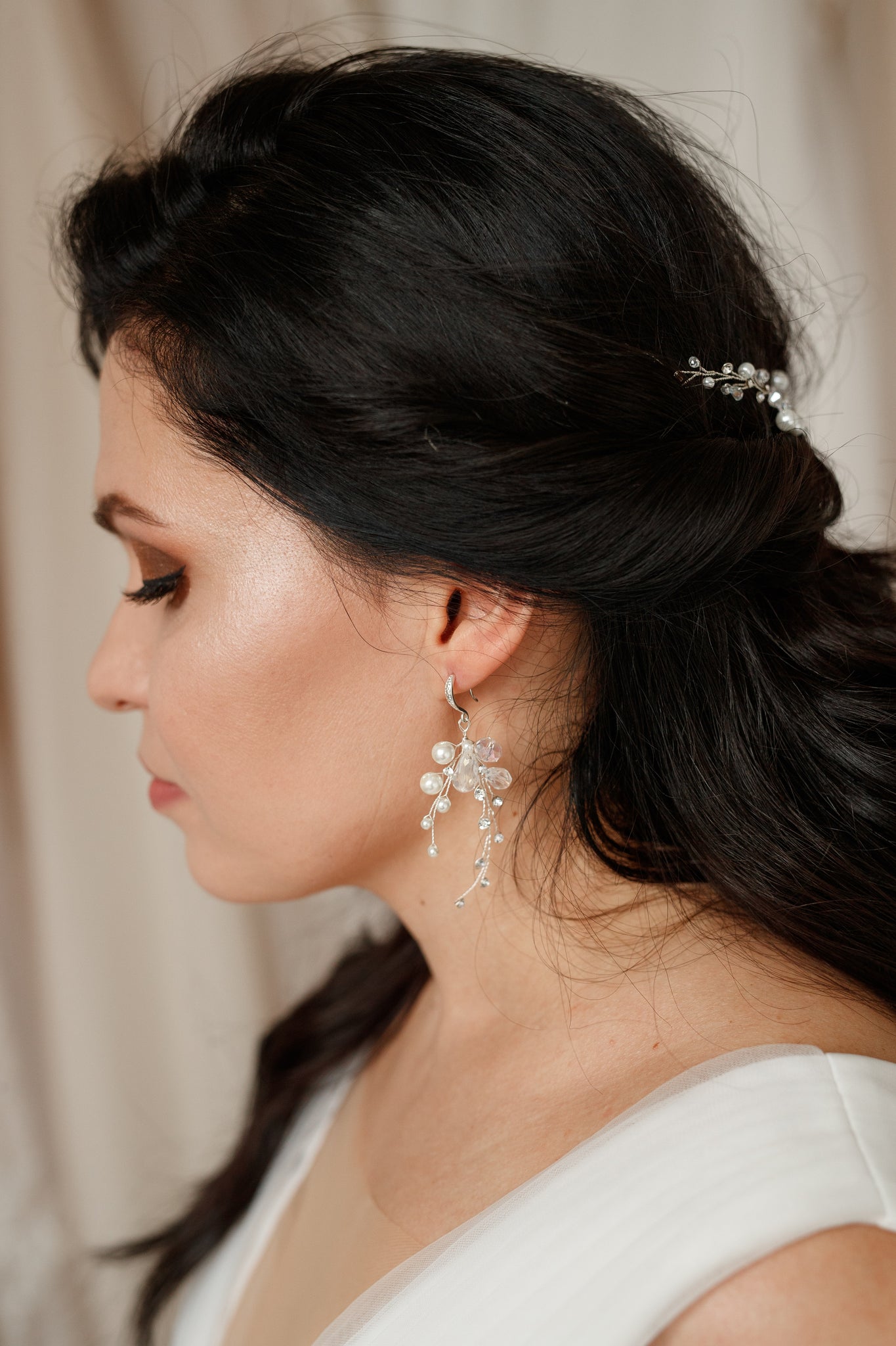 Crystal branch bridal earrings