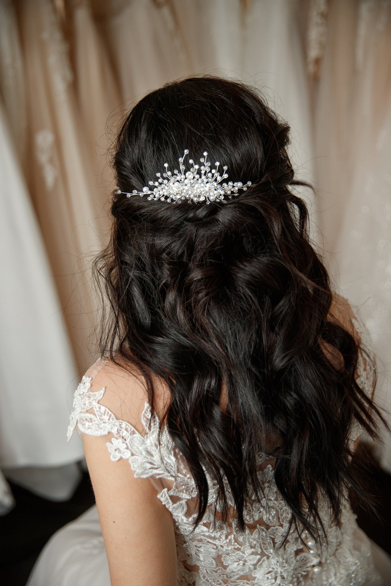 Bridal hair comb, Pearl hairpiece