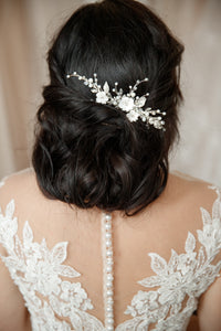 Pearl flower bridal hair comb