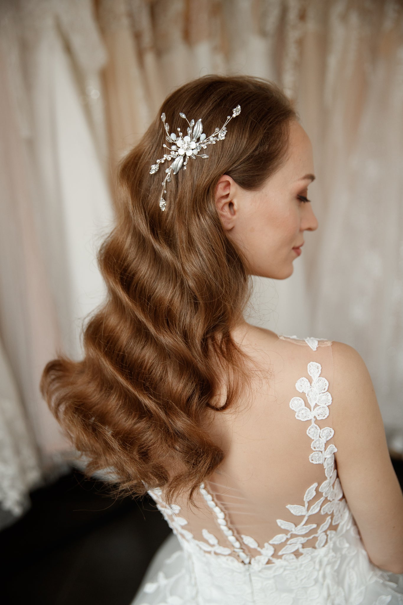 Bridal floral hair piece Wedding hair comb