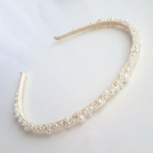 Ivory white pearl bridal headband