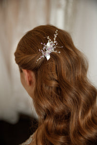 Purple silver bridal hair comb