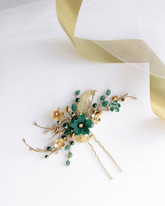 Rose gold turquoise bridal hair pin