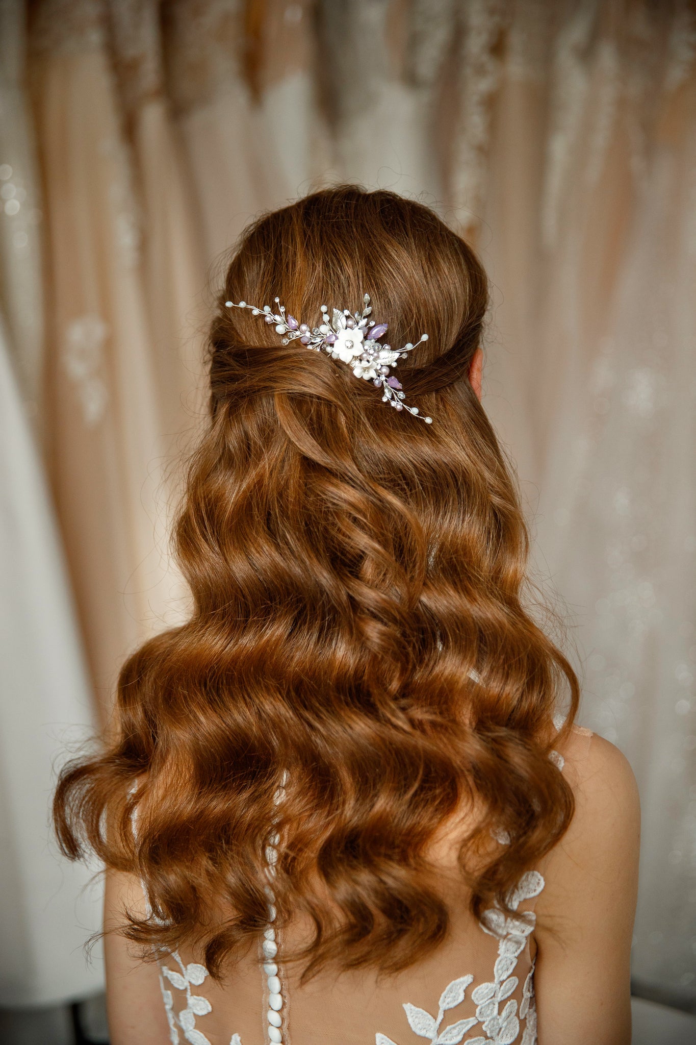 Crystal wedding hair comb for bridal hairstyle