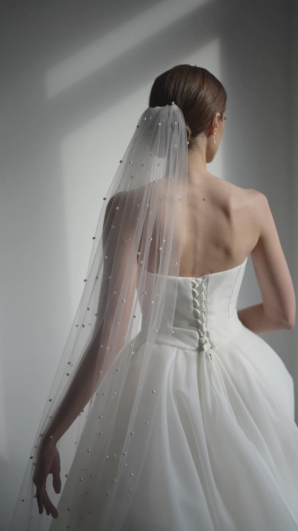 VeroBride Glitter Wedding Veil Pure White / Floor - 65 Inches