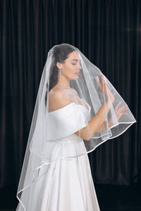 2-tier satin ribbon wedding veil