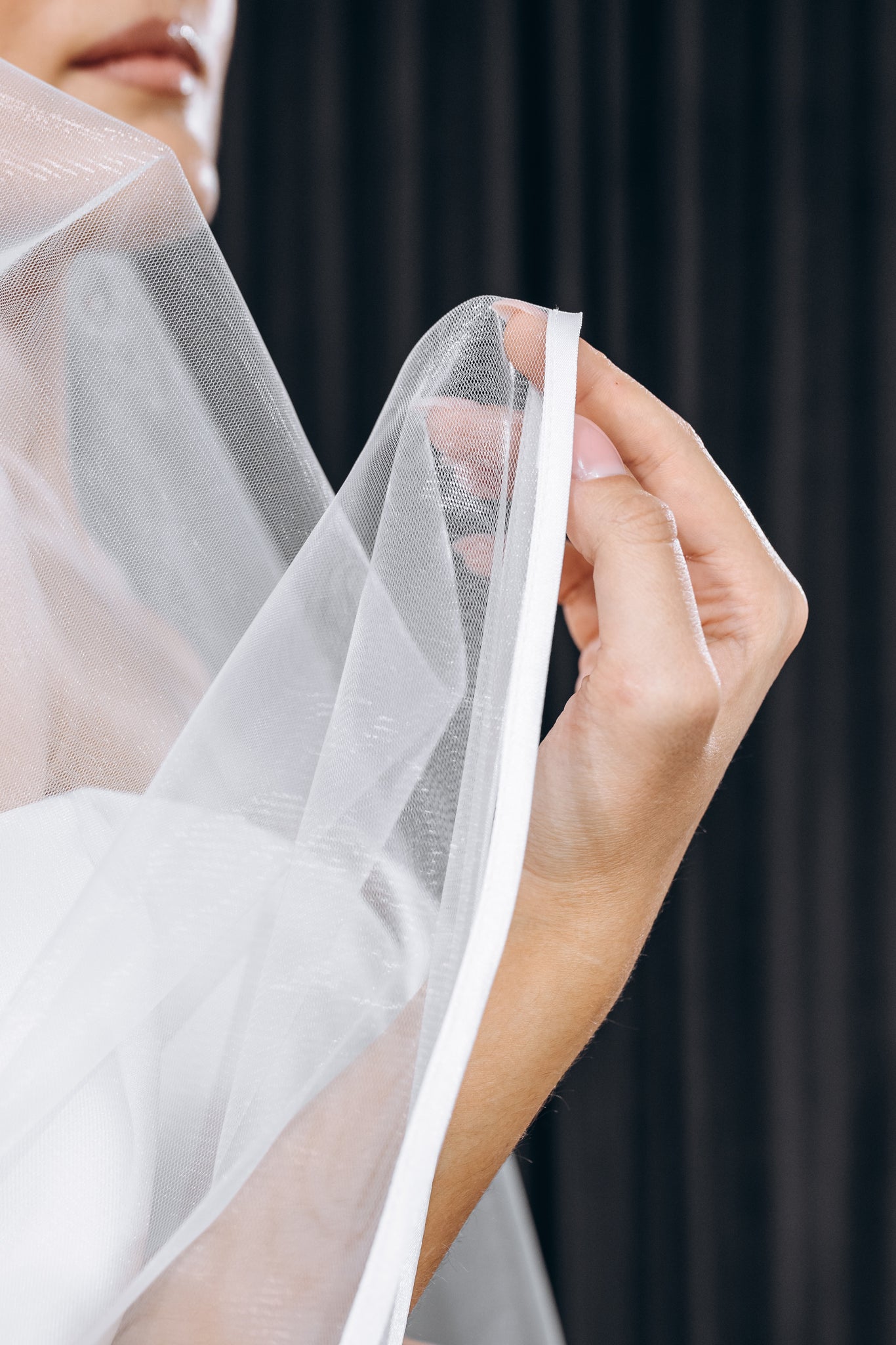 2-tier satin ribbon wedding veil