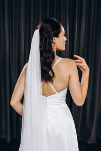 Sheer narrow wedding veil