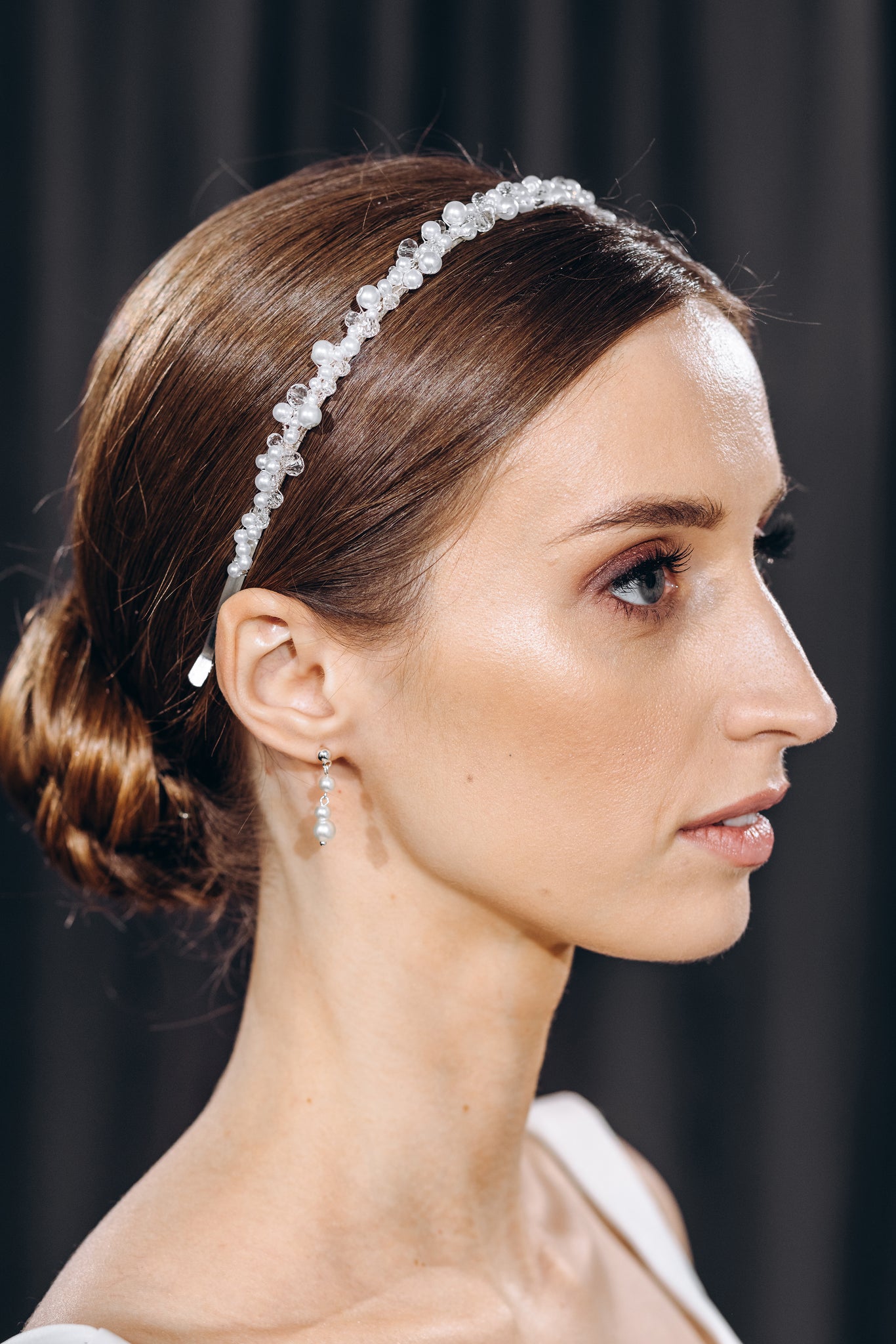 Pearl crystal bridal headband