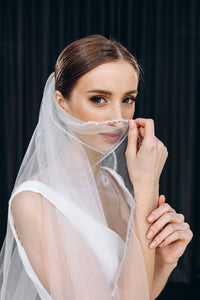 Pearl beaded wedding veil